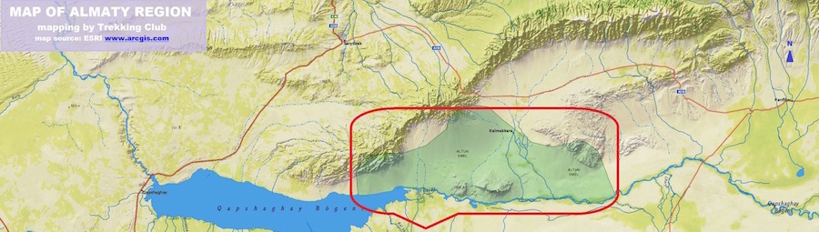 Алтын Эмель на карте Алматинской области